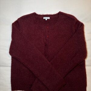 Crescent Deep Red Cardigan Sweater
